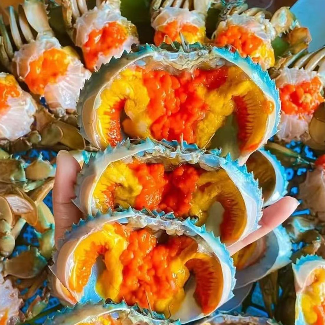 【活发到家】青蟹海鲜红膏蟹螃蟹活发到家有膏有黄2-3两 盛（新）