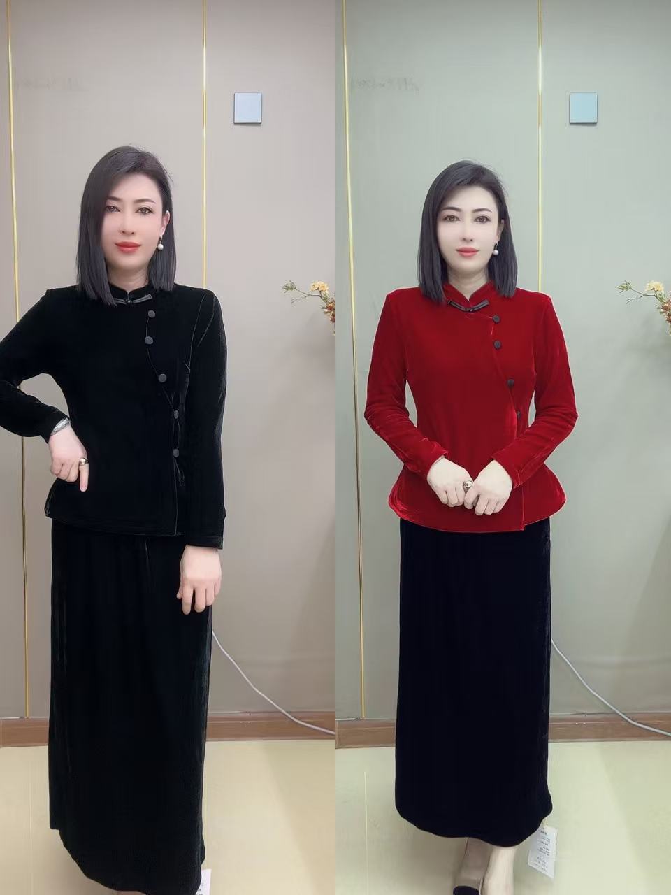 FENGJIE 新年新款丝绒加厚时尚小衫7708