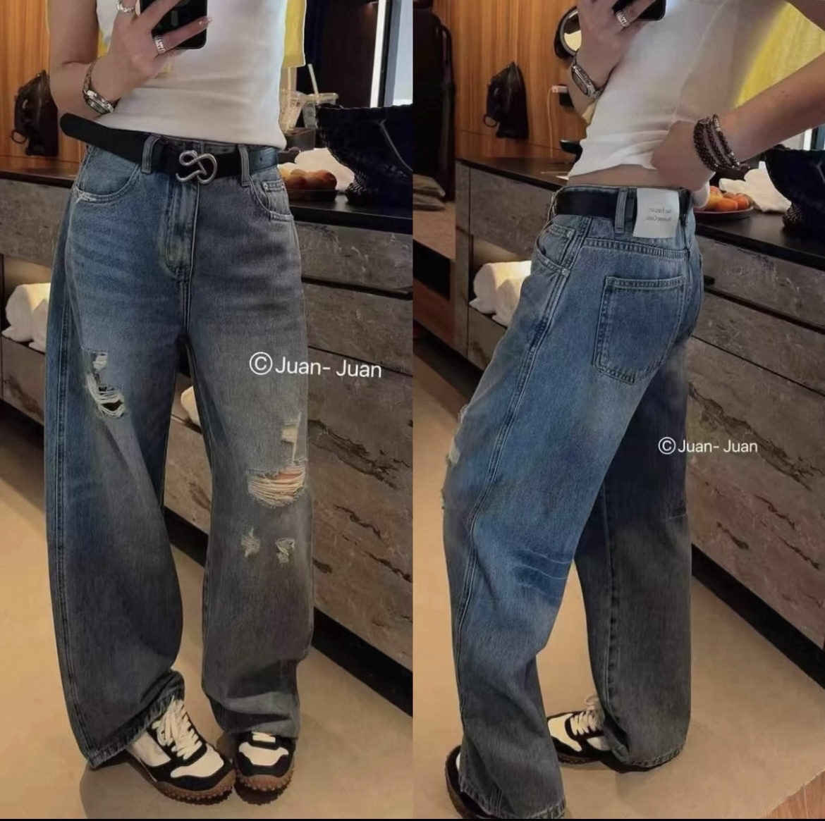 born（K6960）破洞牛仔长裤夏季款