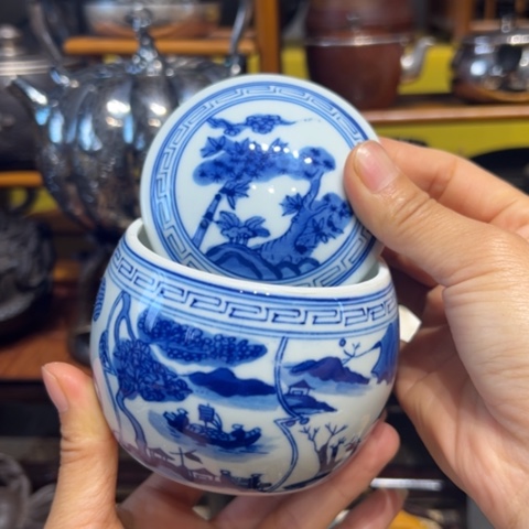 蜜安罐瓷香炉锡茶则