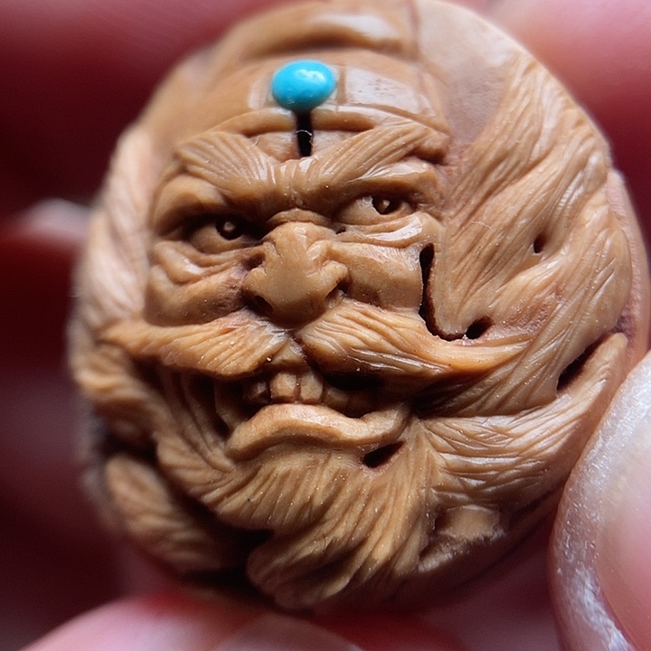 纯手刀浮雕钟馗单颗