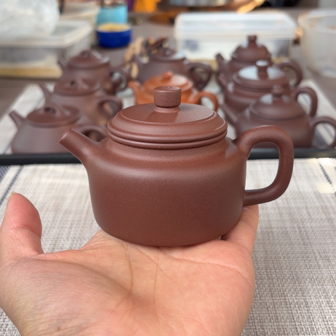 紫砂茶壶半手工老紫泥德钟壶150