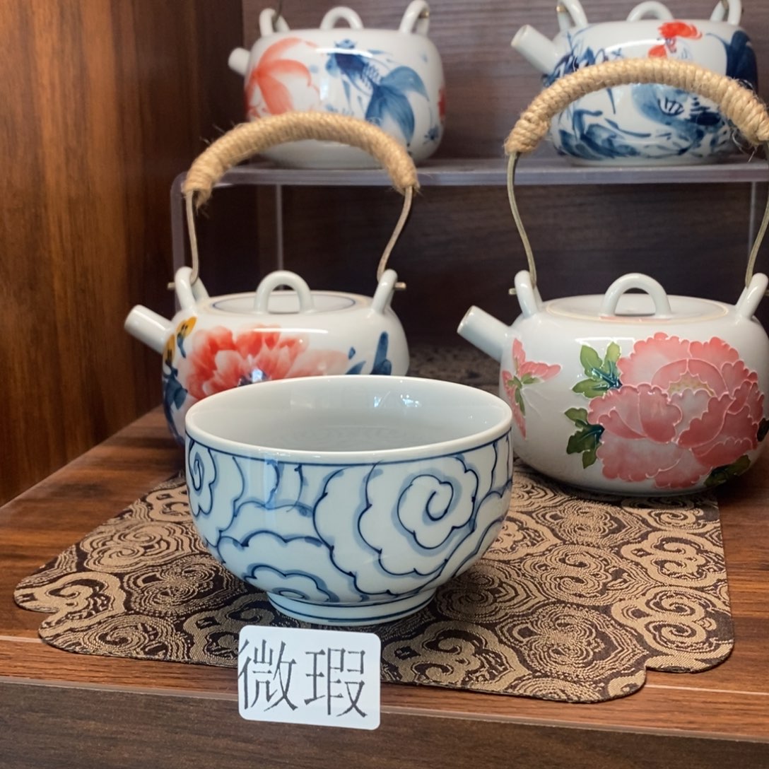 釉下彩老陶泥手工绘制