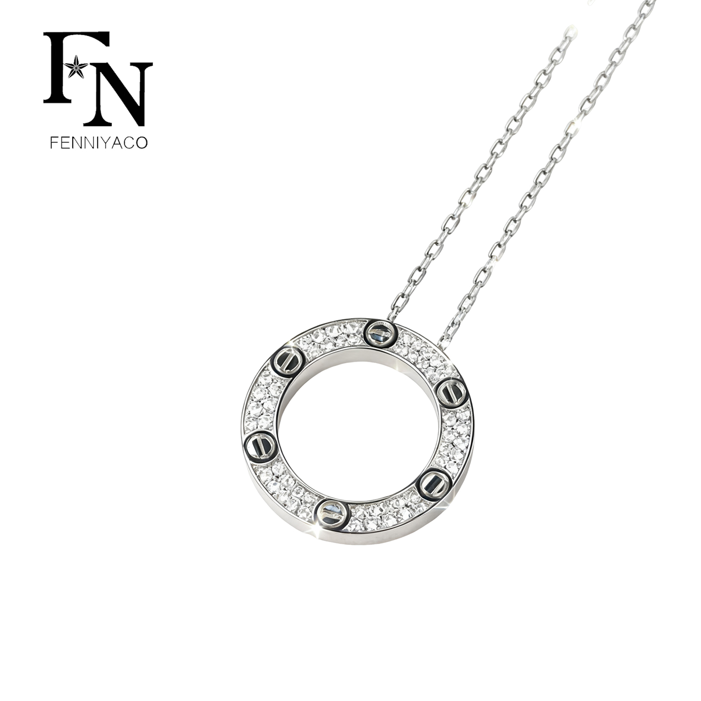 链子925银锆石 项链原创设计银色女欧美风通用带钻首饰镶嵌饰品