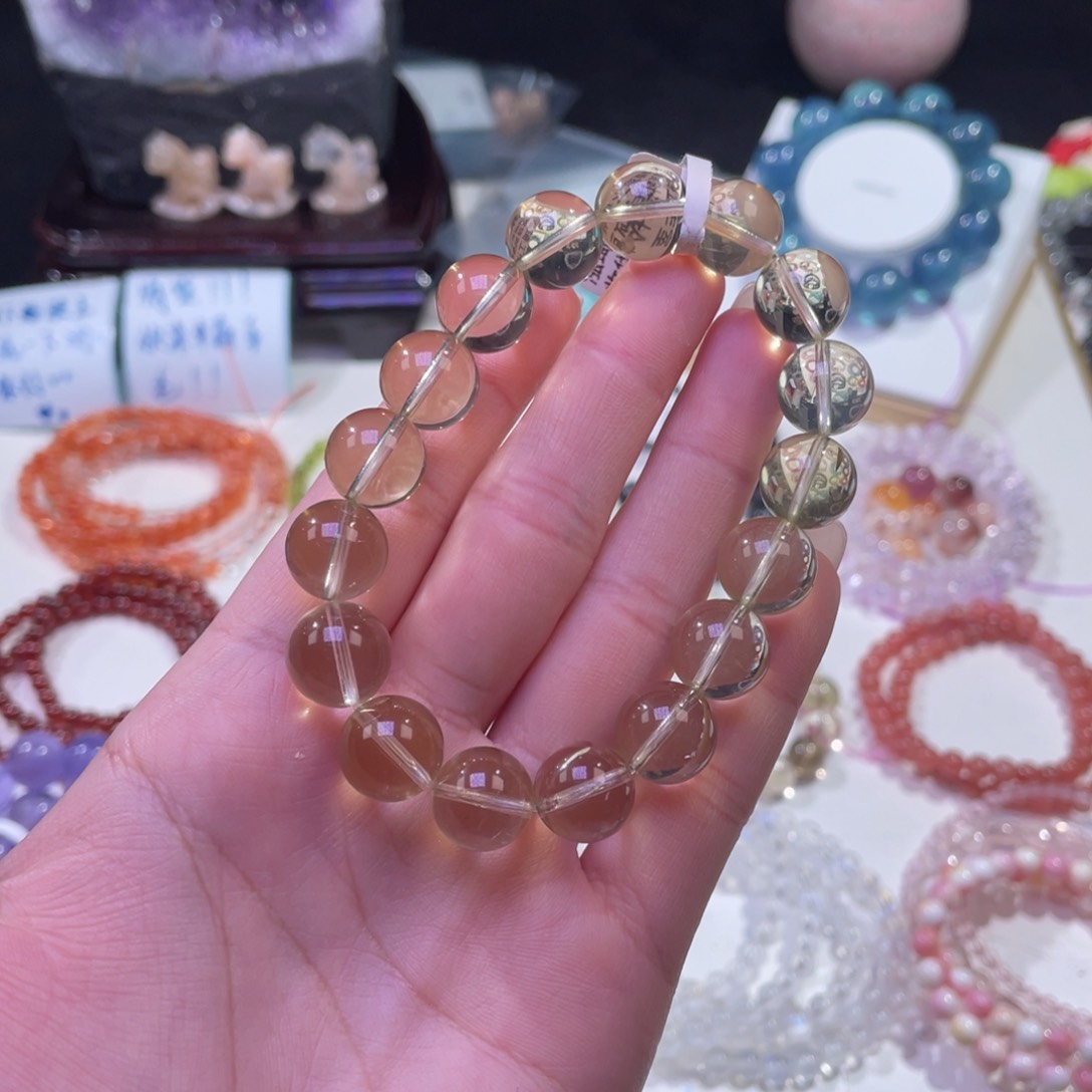 未镶嵌手链水晶粑*柑巴西柠檬黄水晶12mm