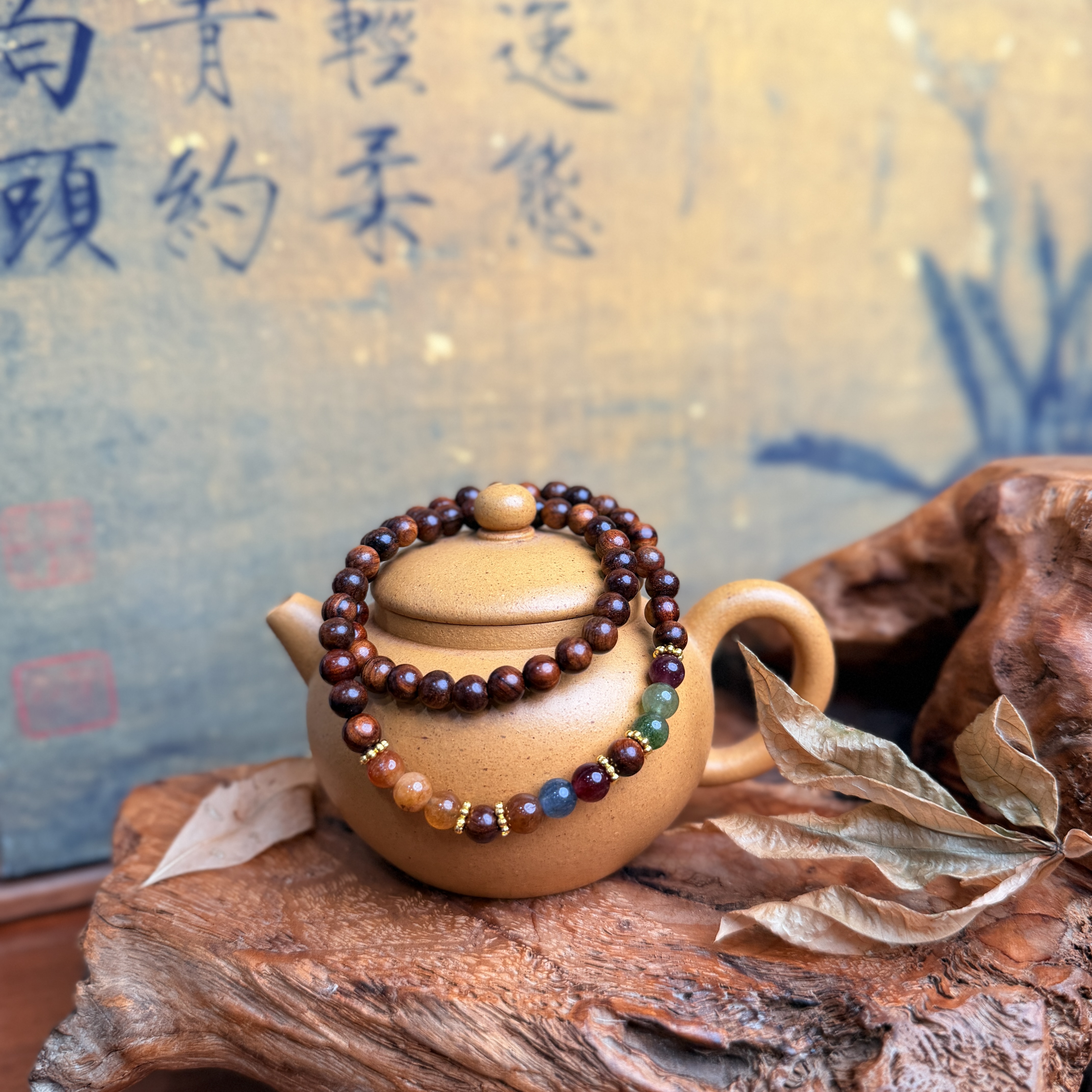 DA 1149-梨花落带多色琉璃珠黑花梨（无礼盒）