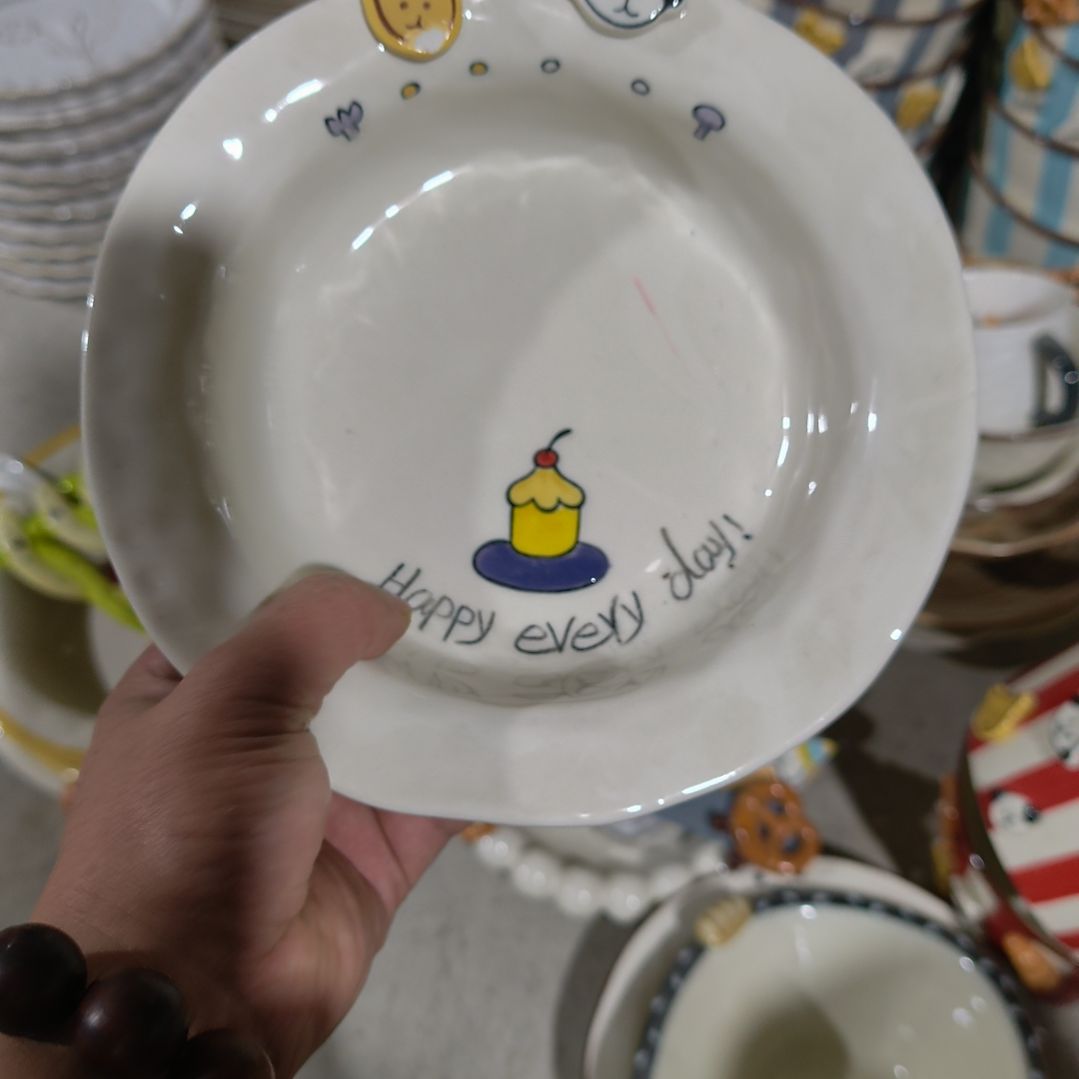 麦***块瓷瑕疵陶瓷介意的不拍小狗盘