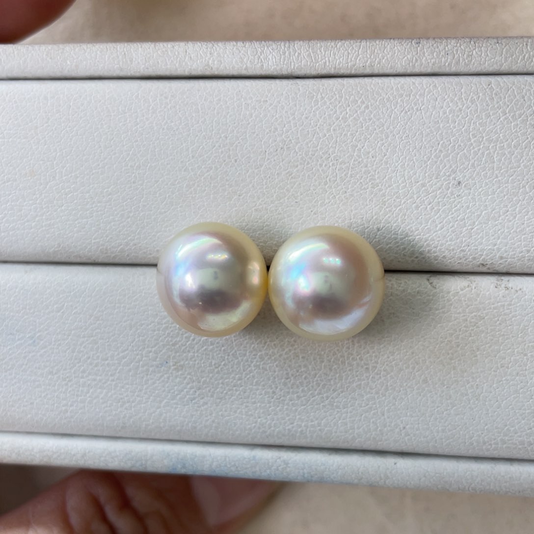 18K金镶嵌耳饰海水珍珠史*嘉干枯玫瑰12-13m m