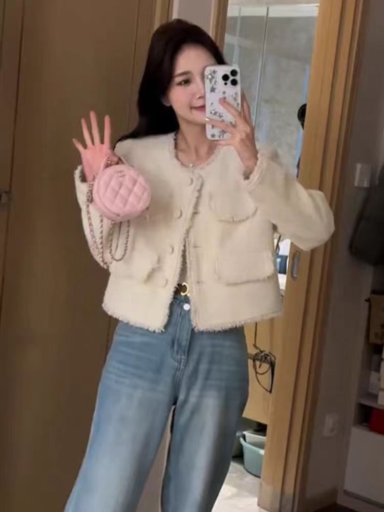 富家千金感小香风外套女2025新款爆款冷淡系高级感流苏短款上衣女