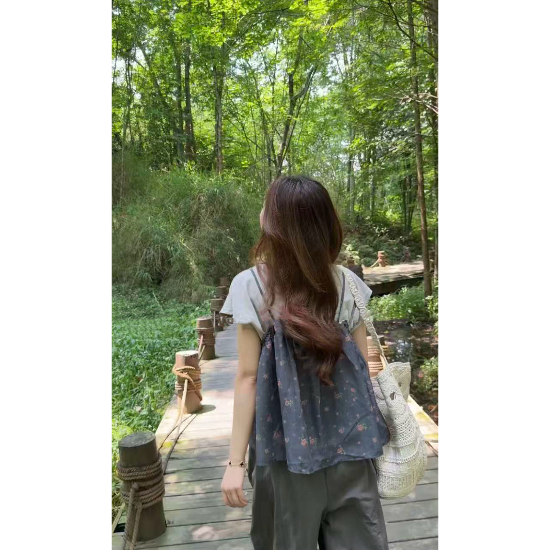y6322 Y6323【昼颜之花】夏新款韩系碎花吊带背心短袖T恤上衣套装女