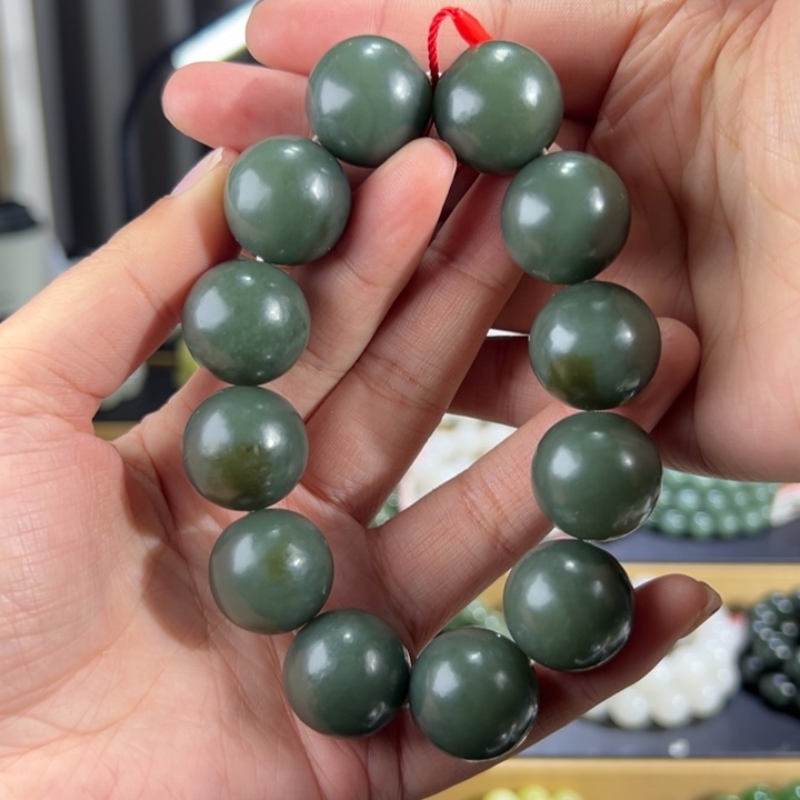 和田玉手串未镶嵌新疆且末蓝卡20圆珠