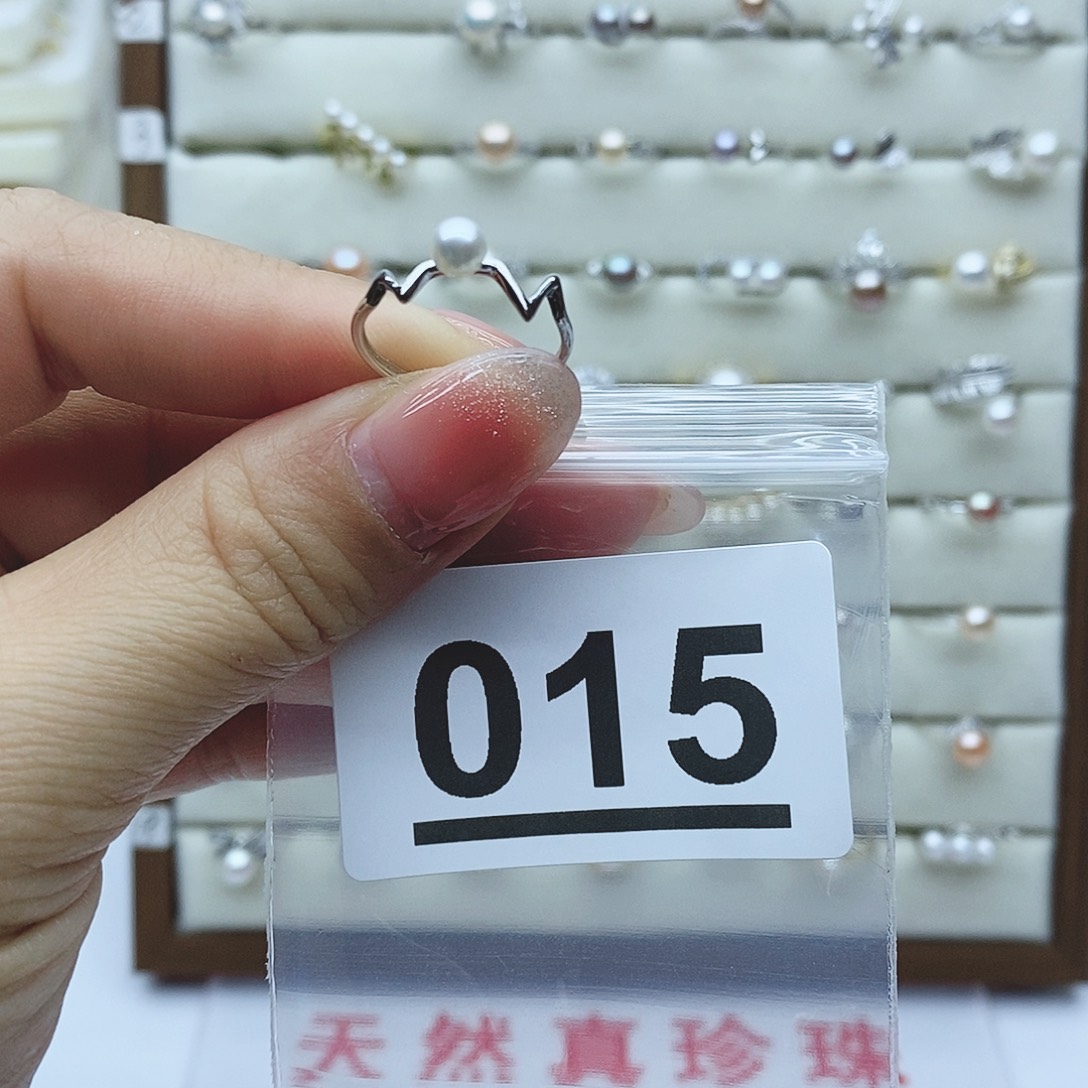 淡水珍珠戒指银S925镶嵌015