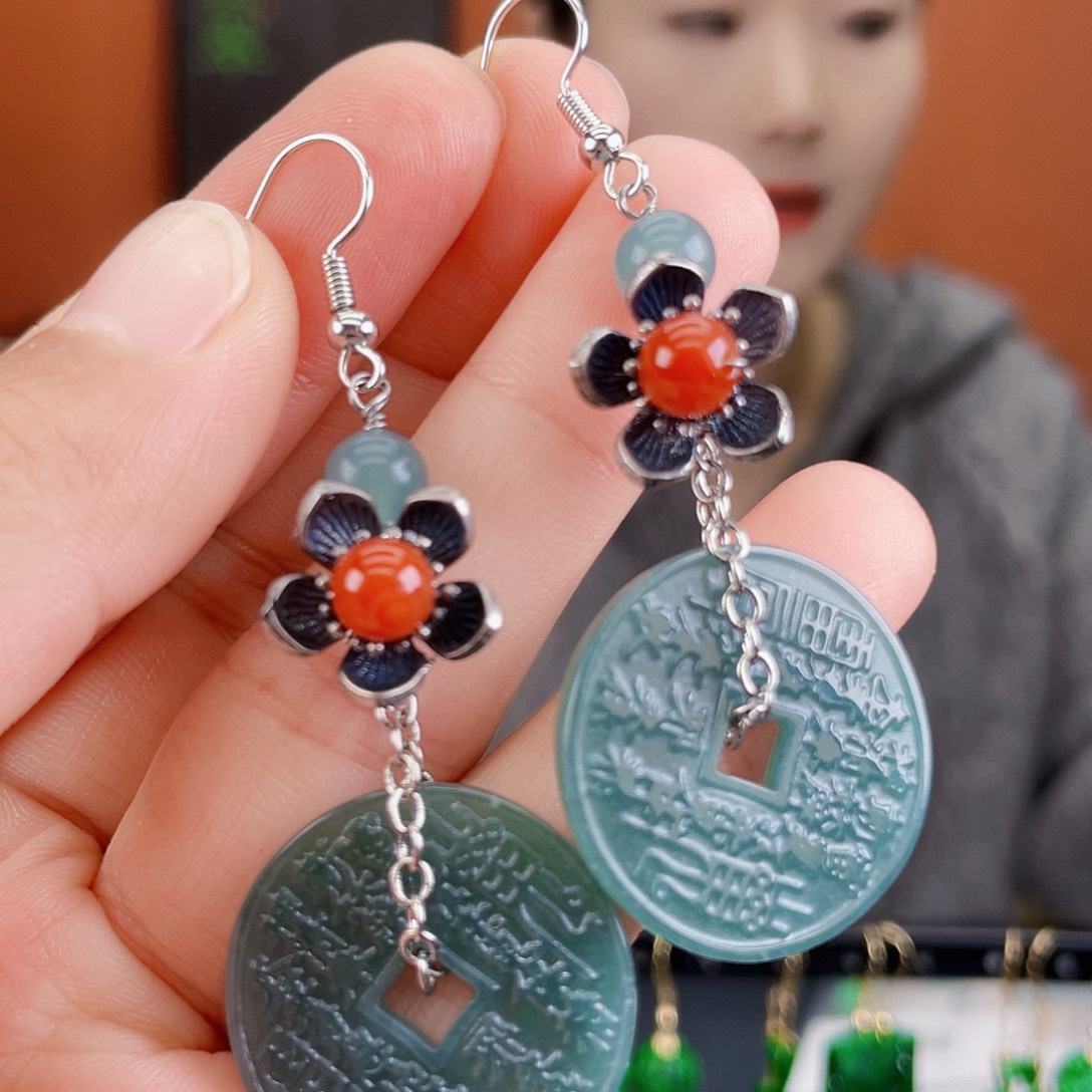 翡翠未镶嵌耳饰饰品