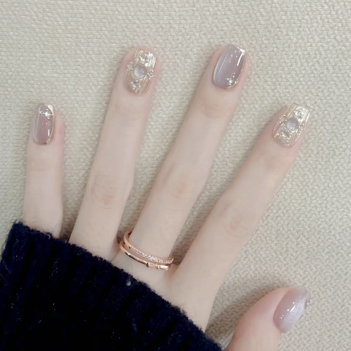 现货【紫色布契拉提】纯手工猫眼魔镜粉穿戴甲