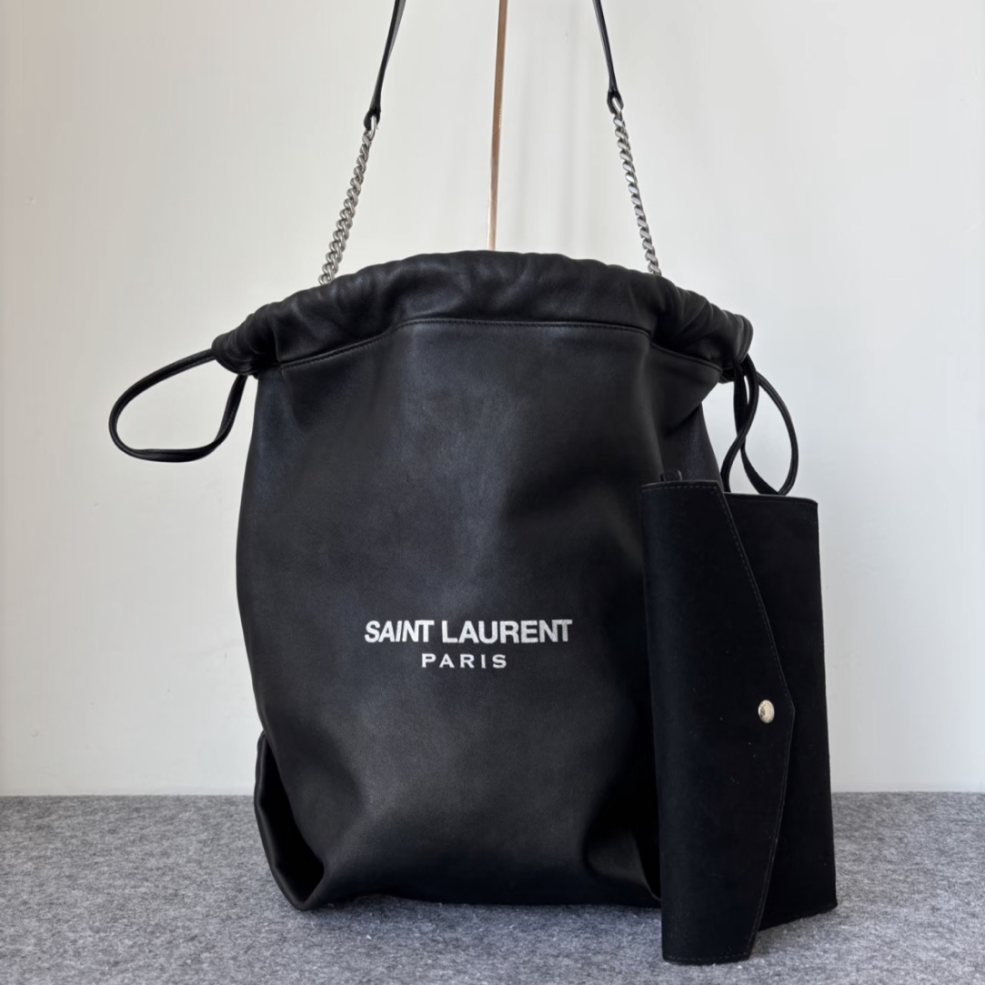 99新 YSL/圣罗兰 林纳奢品丨黑色水桶垃圾袋斜挎包