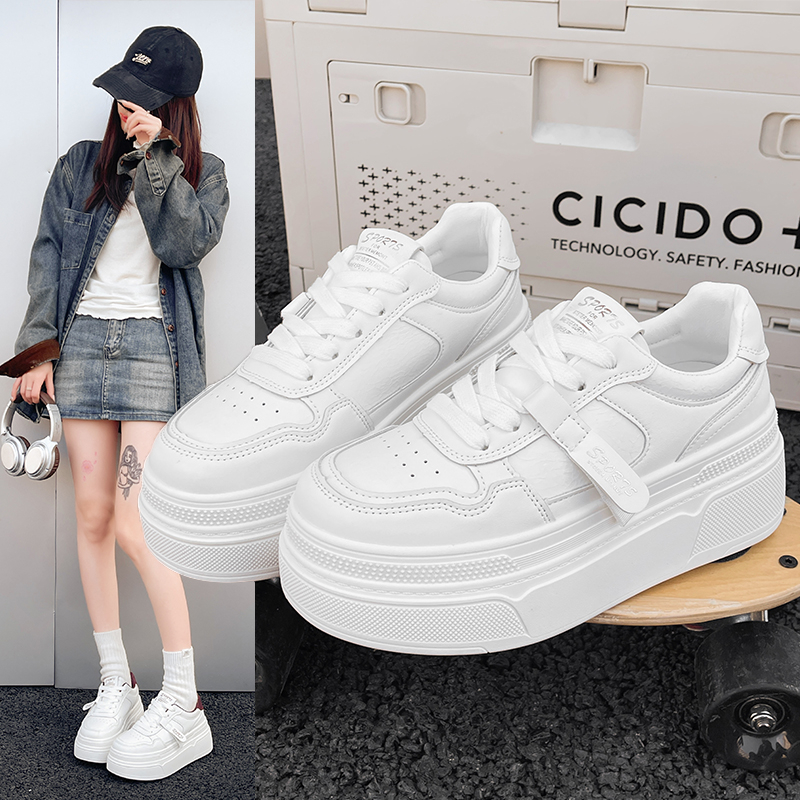 网红2026春季新款韩版真皮小白增高厚底透气百搭休闲学生运动鞋