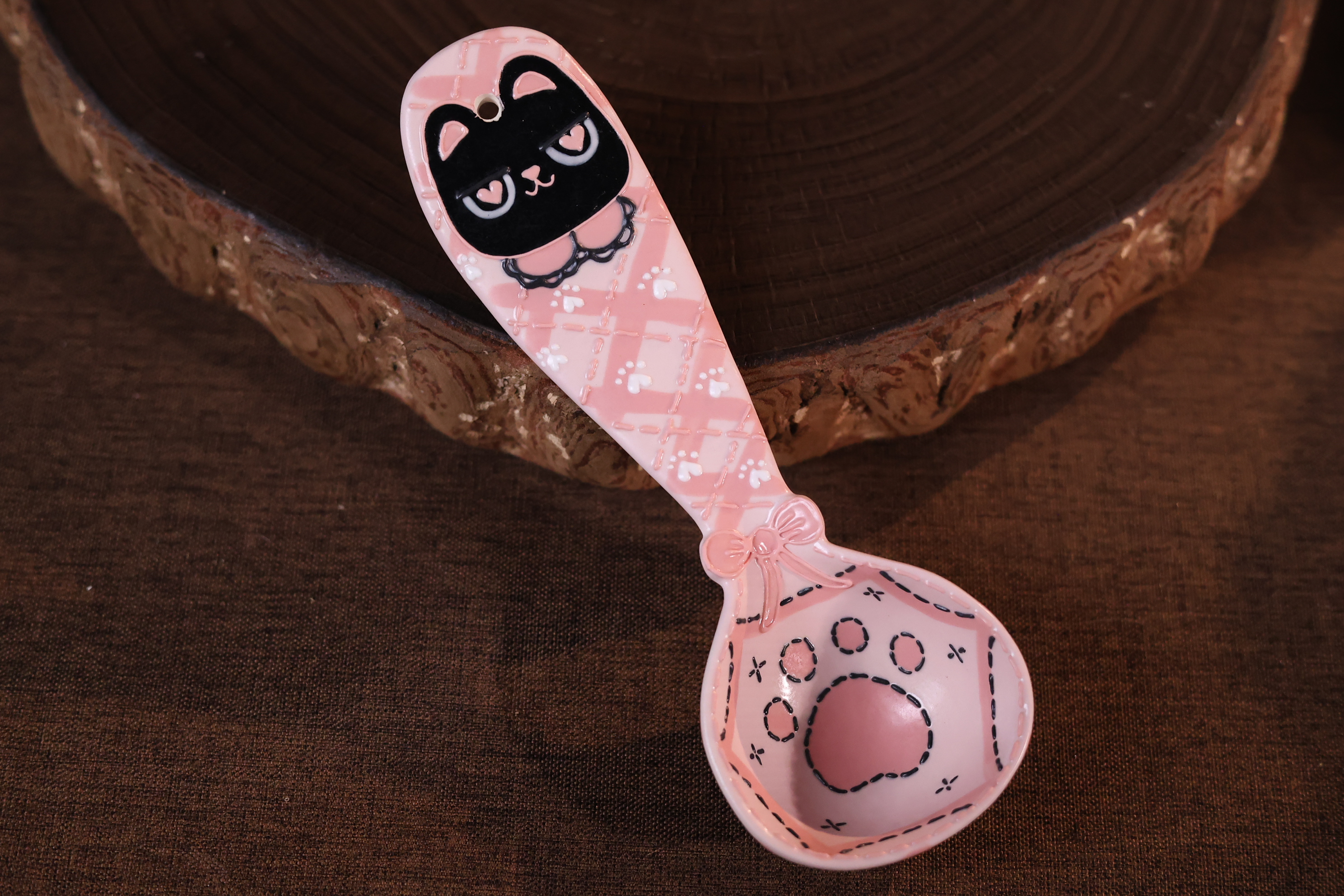 立体动物无盖款卡通风小兔子手绘风长柄勺饭勺0286