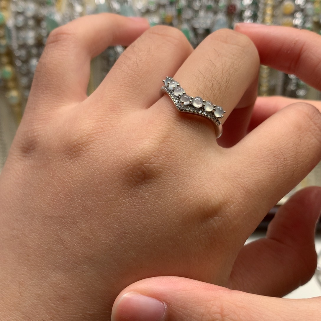 翡翠银S925镶嵌戒指戒指