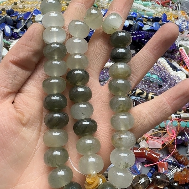 玛瑙/玉髓未镶嵌珠宝半成品一条16mm绿水晶算盘