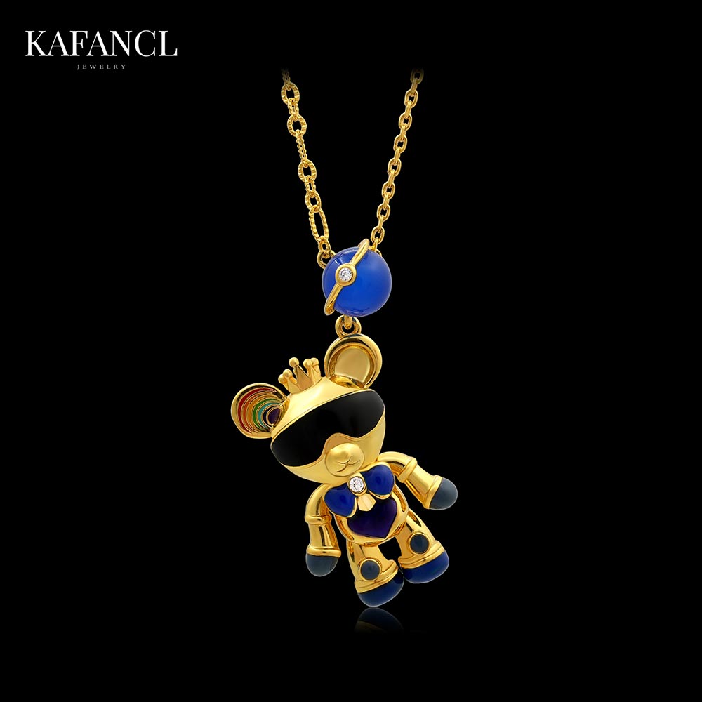 合金项链 红楼  镀K金 星际彩虹小熊项链 ZF-B818