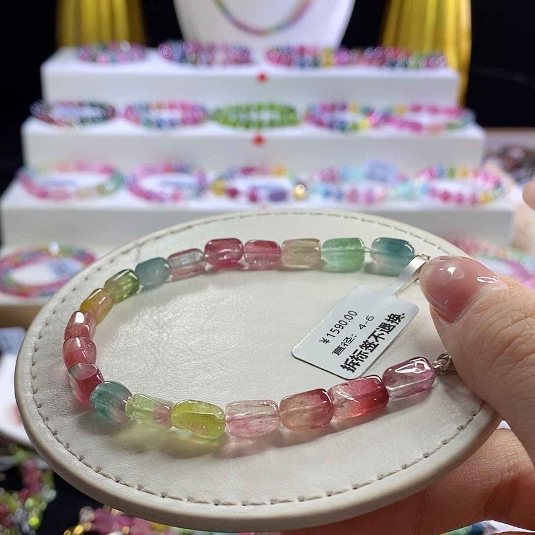 未镶嵌手链碧玺西瓜糖豆