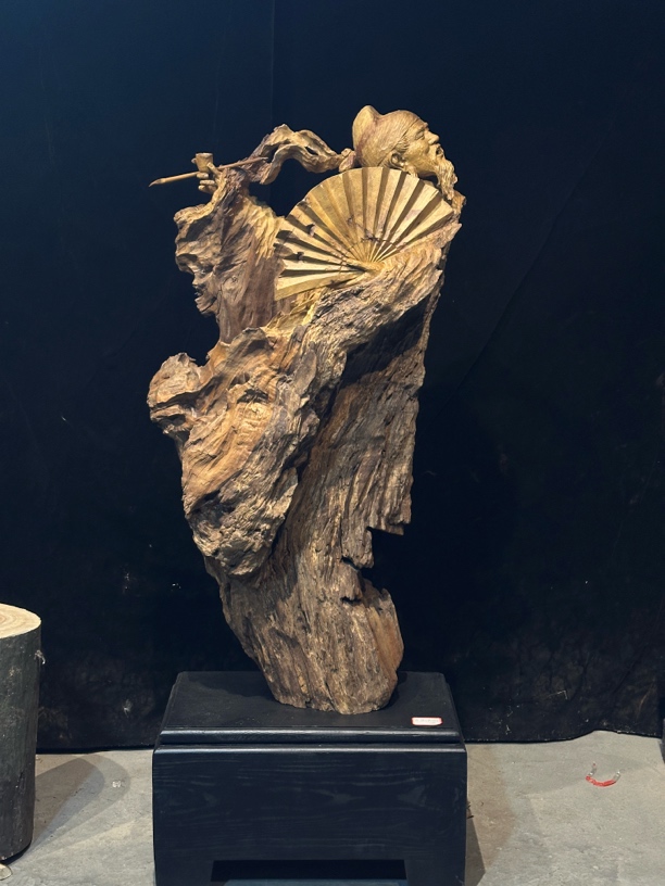 李白将进酒楠木材质木雕根雕风化脱骨老料手工雕刻落地摆件