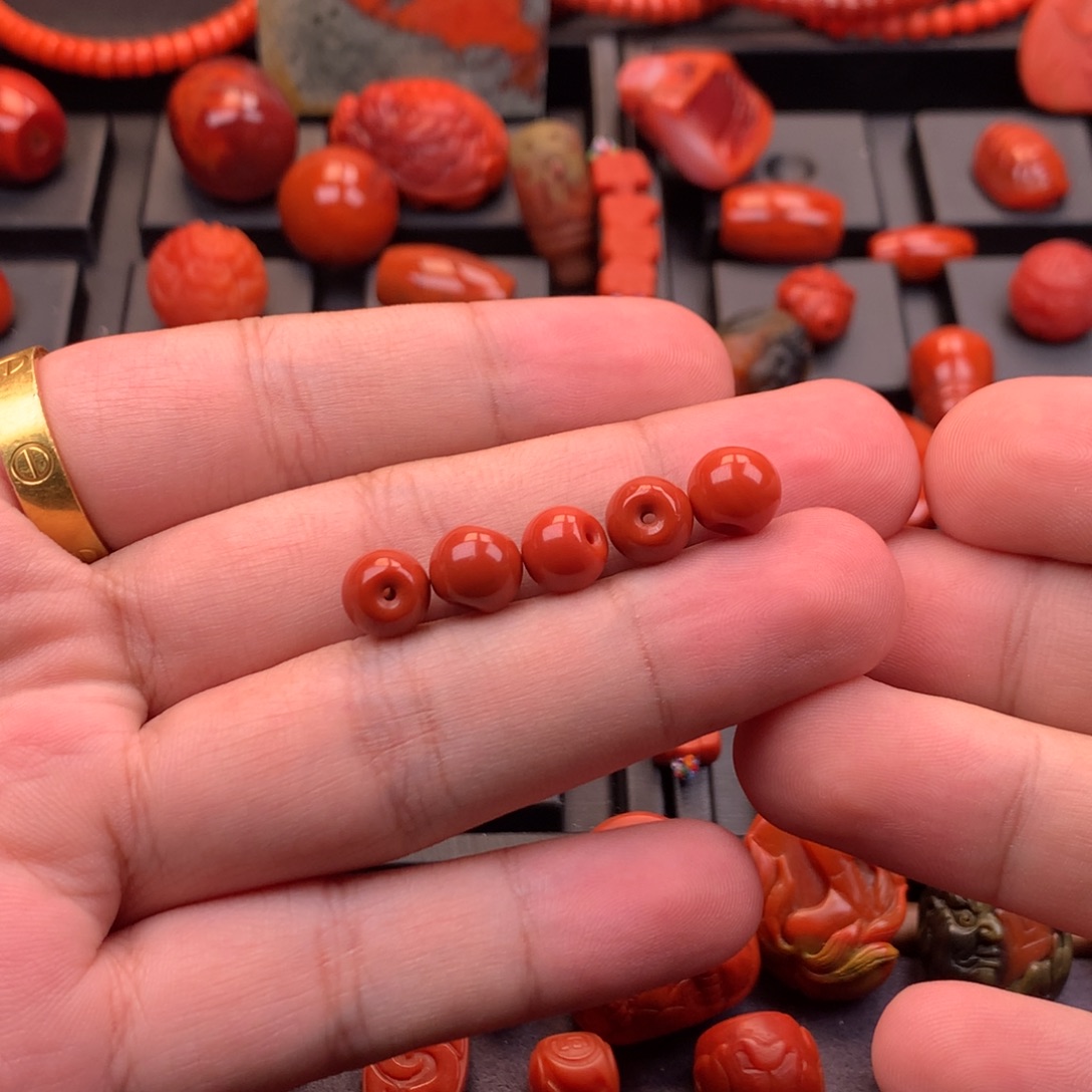南红玛瑙未镶嵌原矿满色满肉苹果珠8mm+多样性发其一