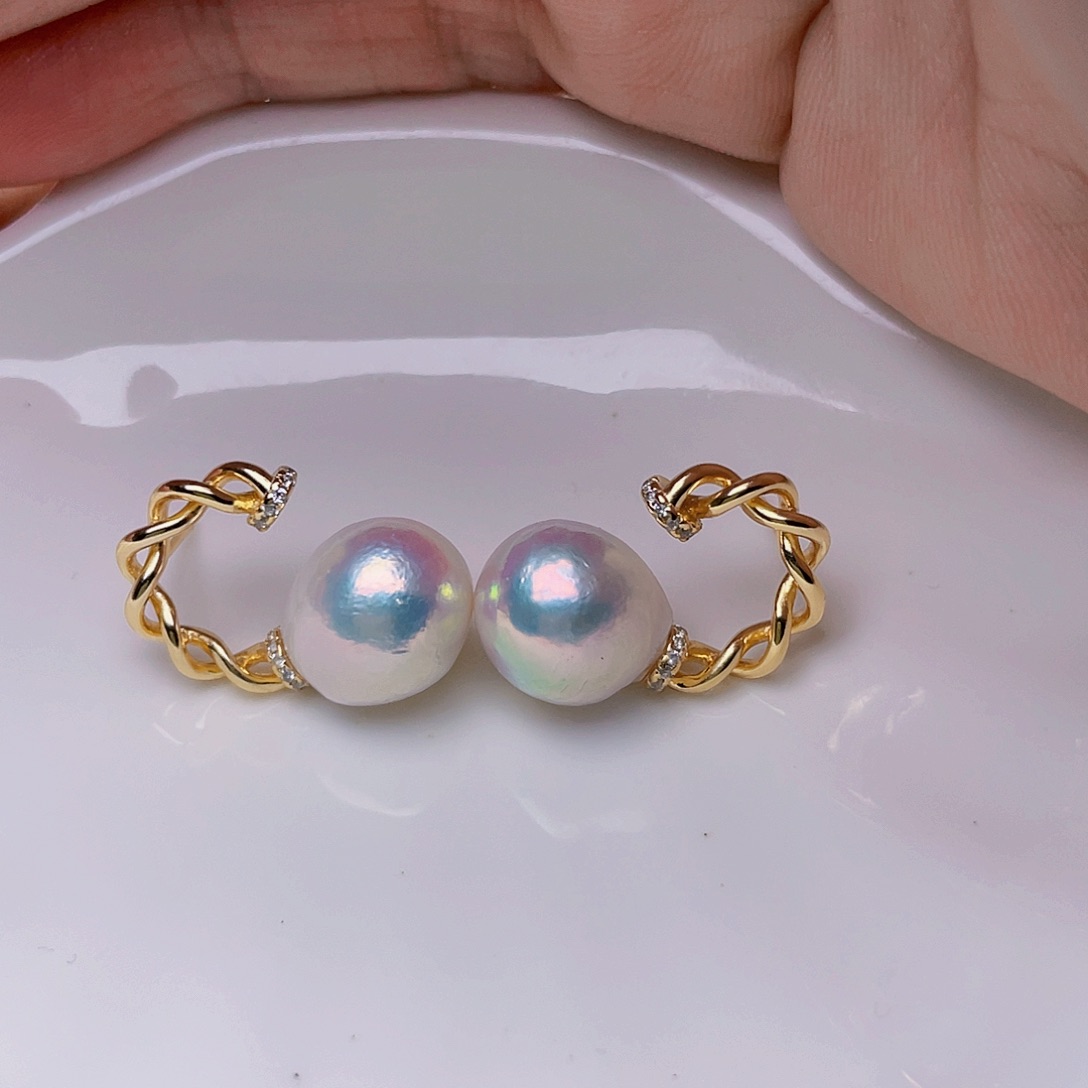 淡水珍珠耳饰银S925镶嵌