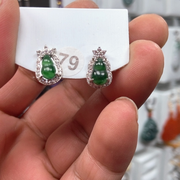 【闪购商品】翡翠耳饰银S925镶嵌耳饰