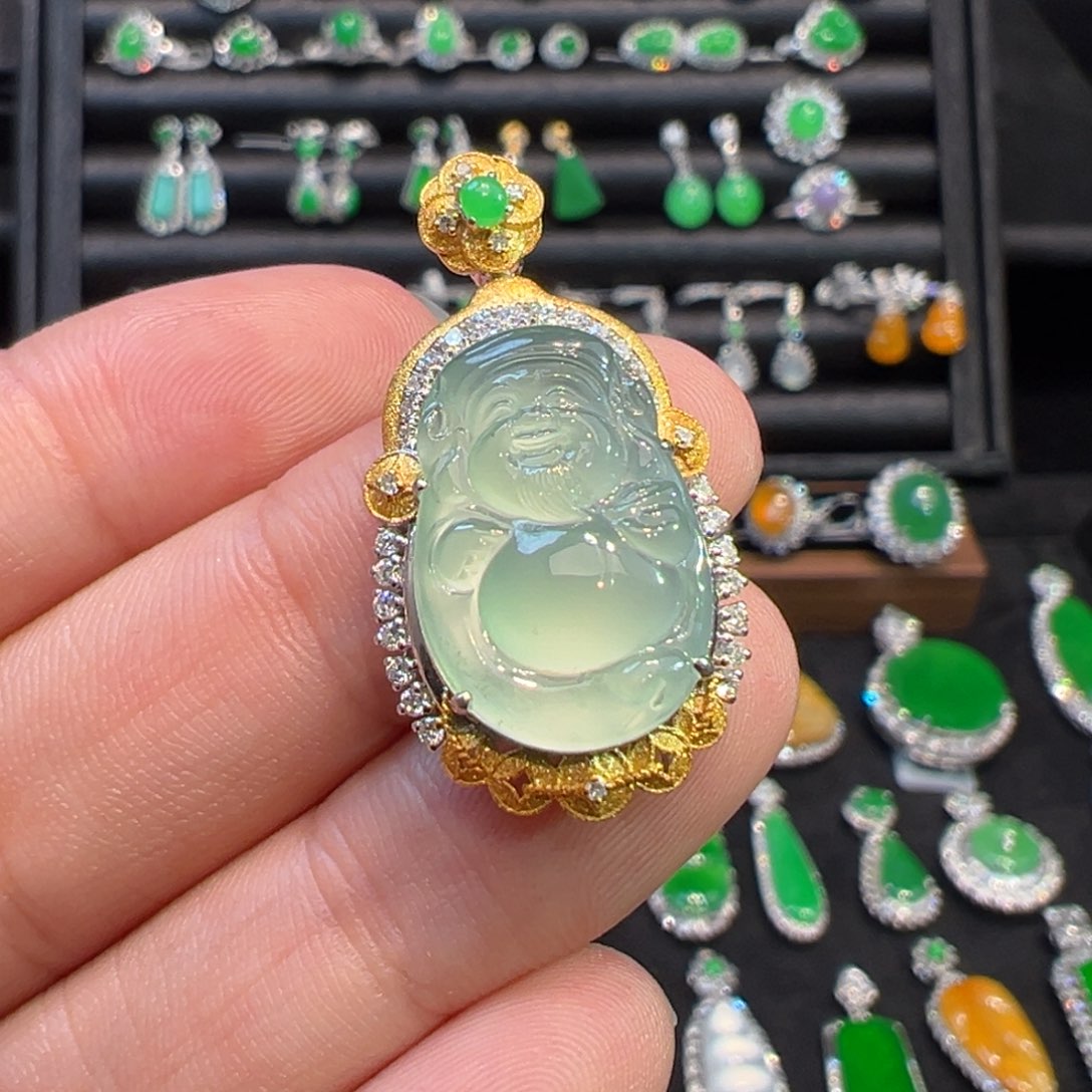 翡翠颈饰18K金镶嵌收货48小时鉴赏期