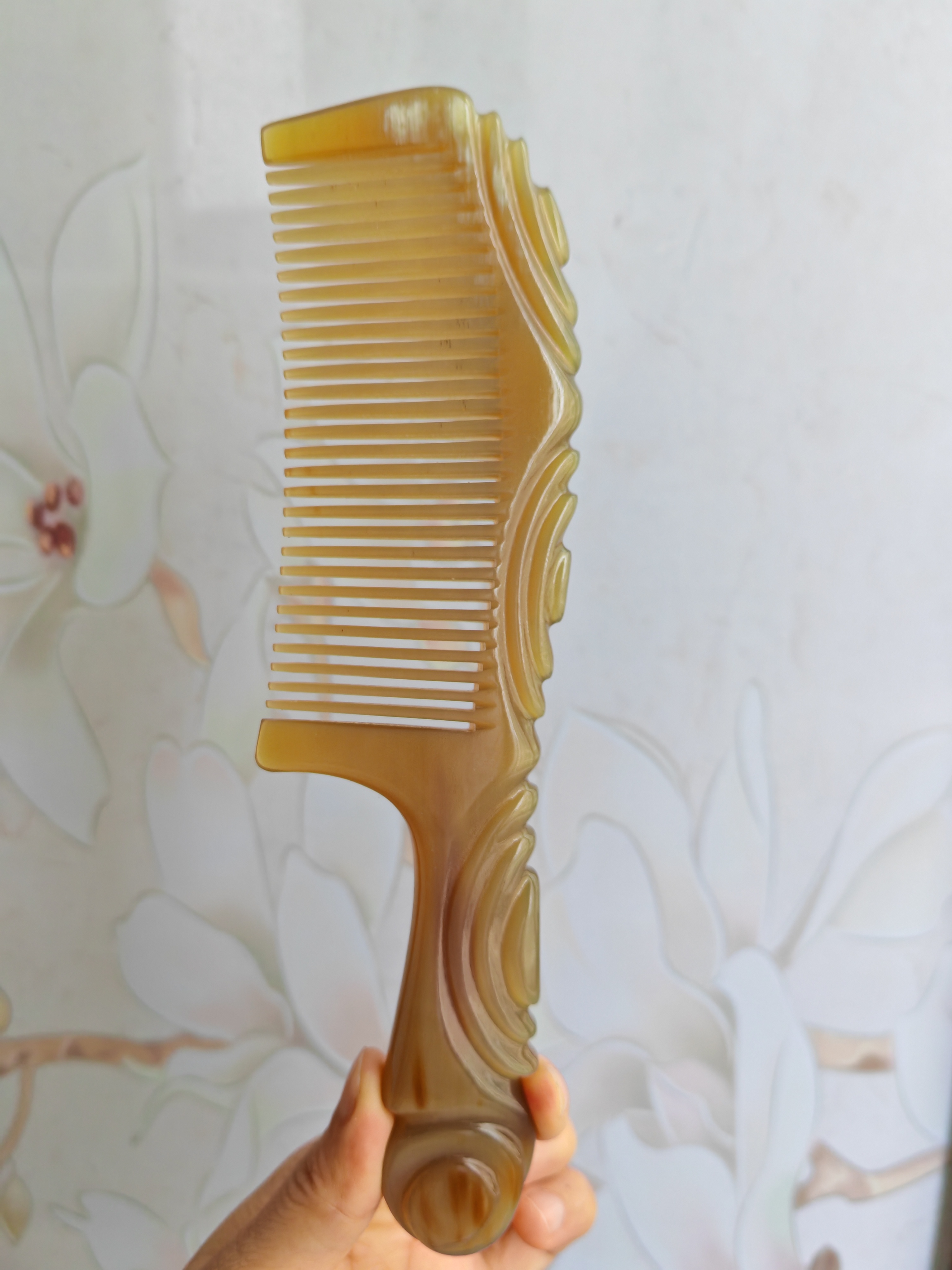 天然牦牛角宽齿牦牛角梳如意梳梳头顺发家用送礼加大加厚大号梳子