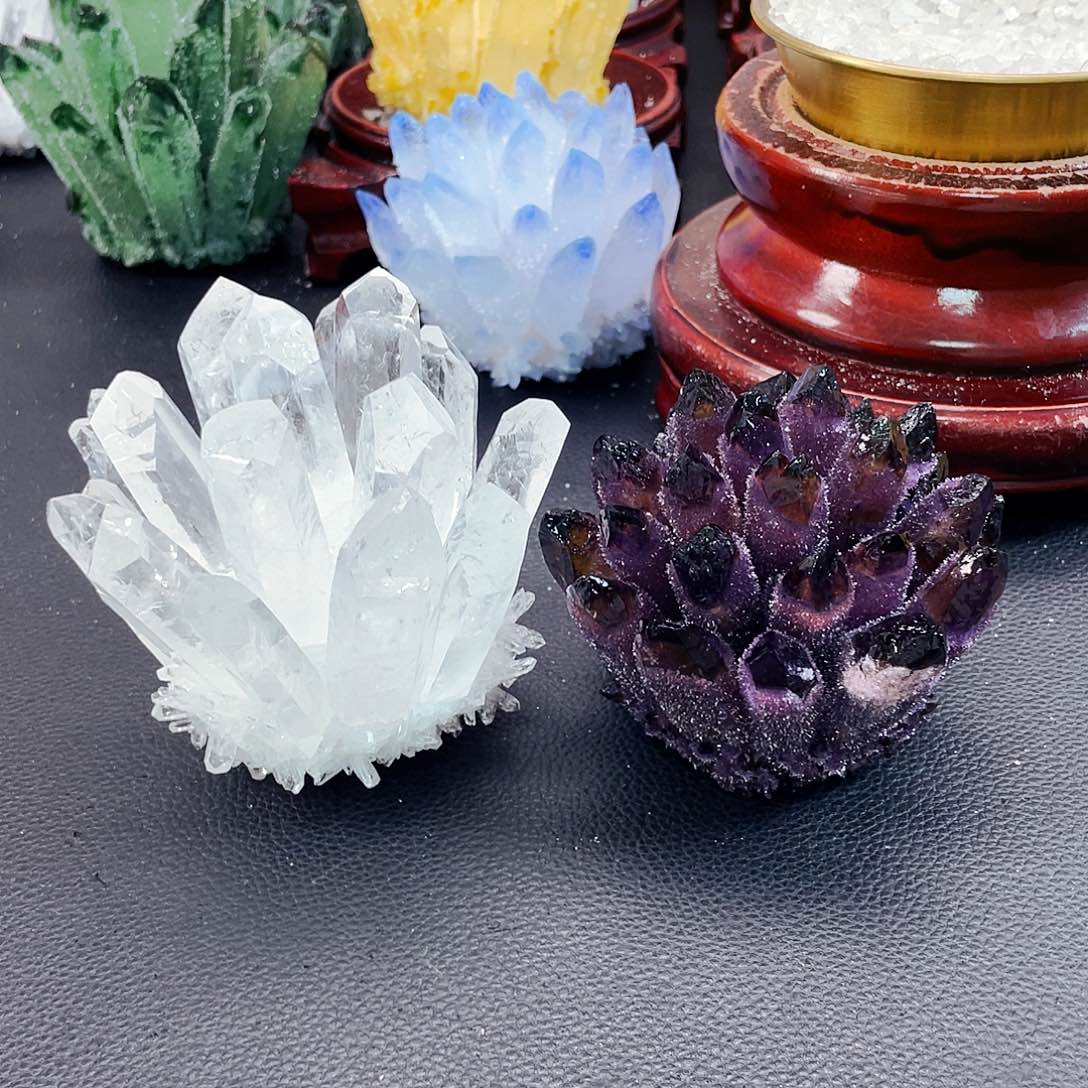 石材W**韵天然白水晶 紫水晶228