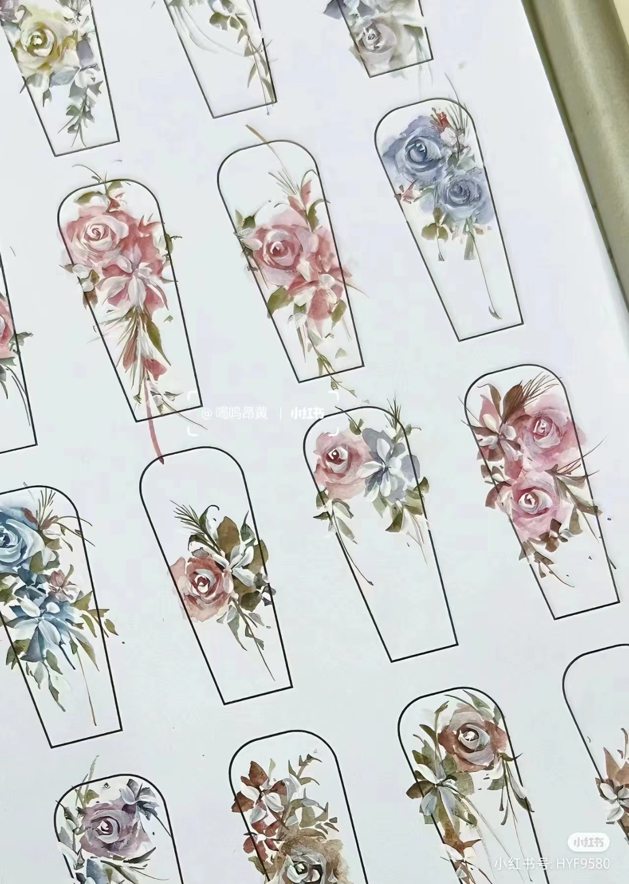 LOUKEXI丨水彩美甲练习纸 梯形 椭圆 方形甲形新手练习