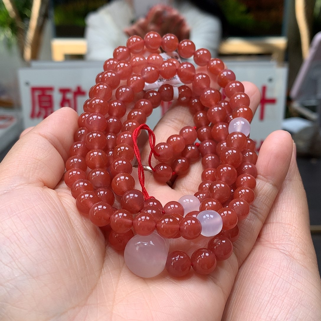 南红玛瑙7MM冰粉多圈未镶嵌