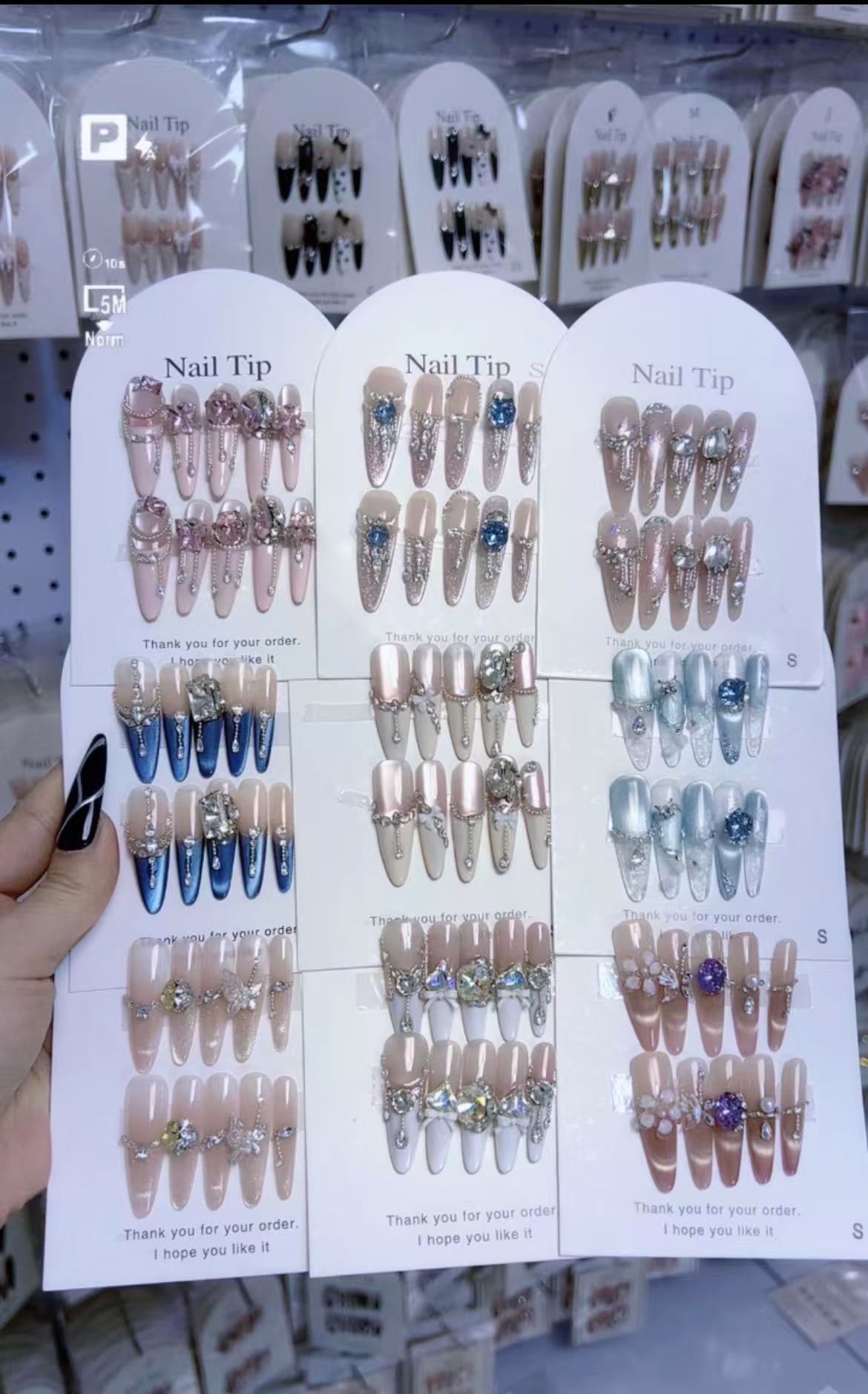 锆石款纯手工轻奢显白猫眼中长款穿戴甲