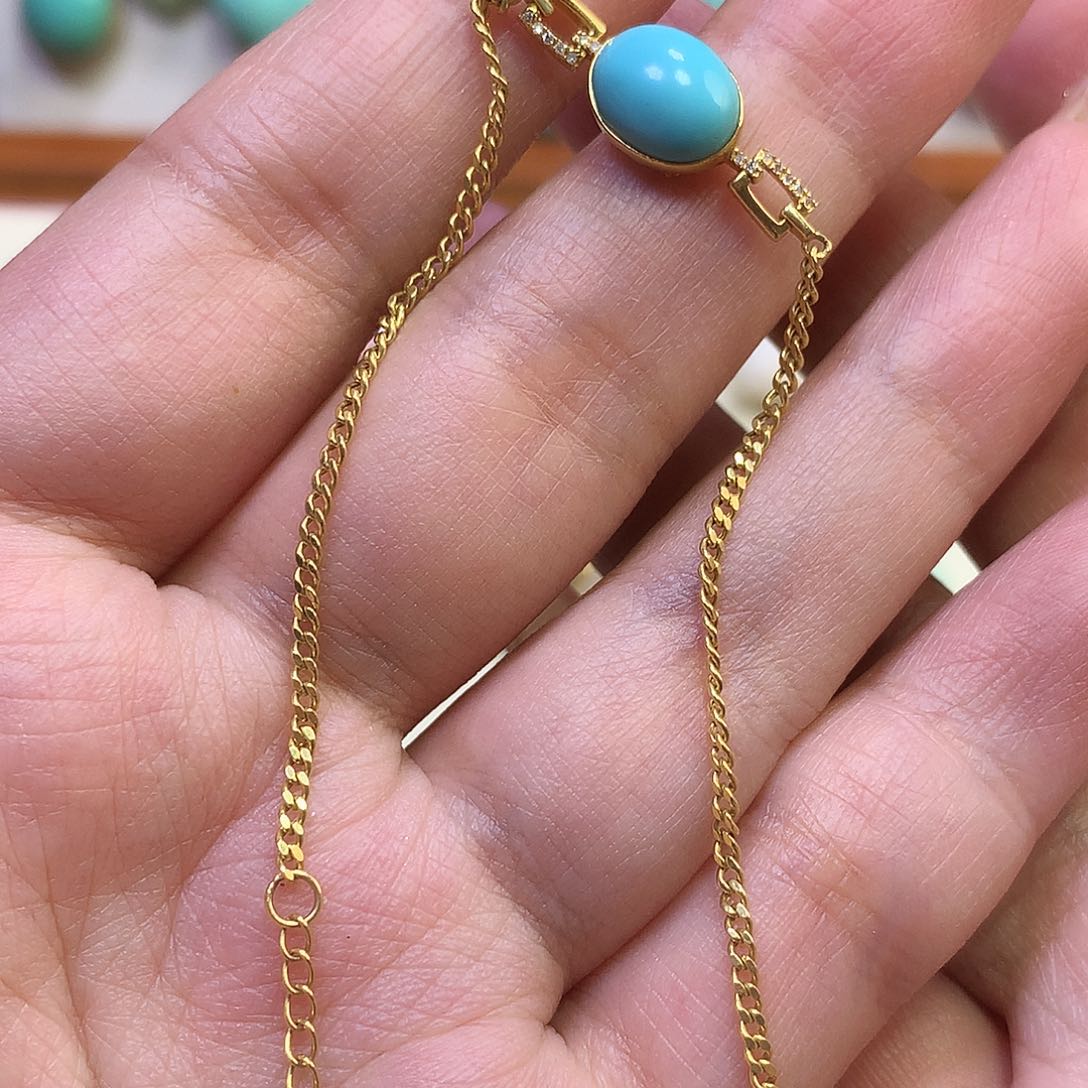 绿松石18K金镶嵌手链