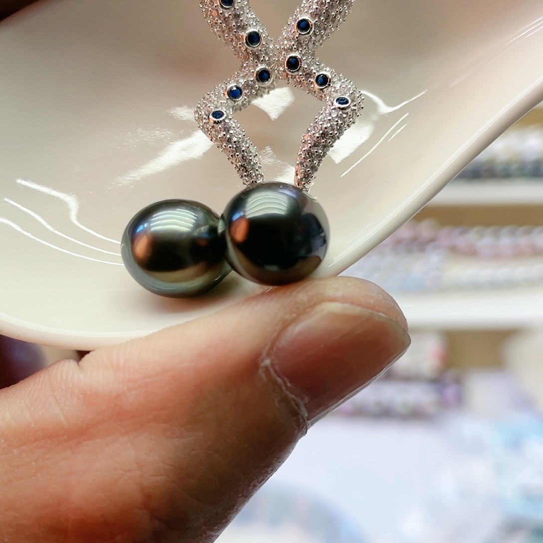 海水珍珠耳饰银S925镶嵌