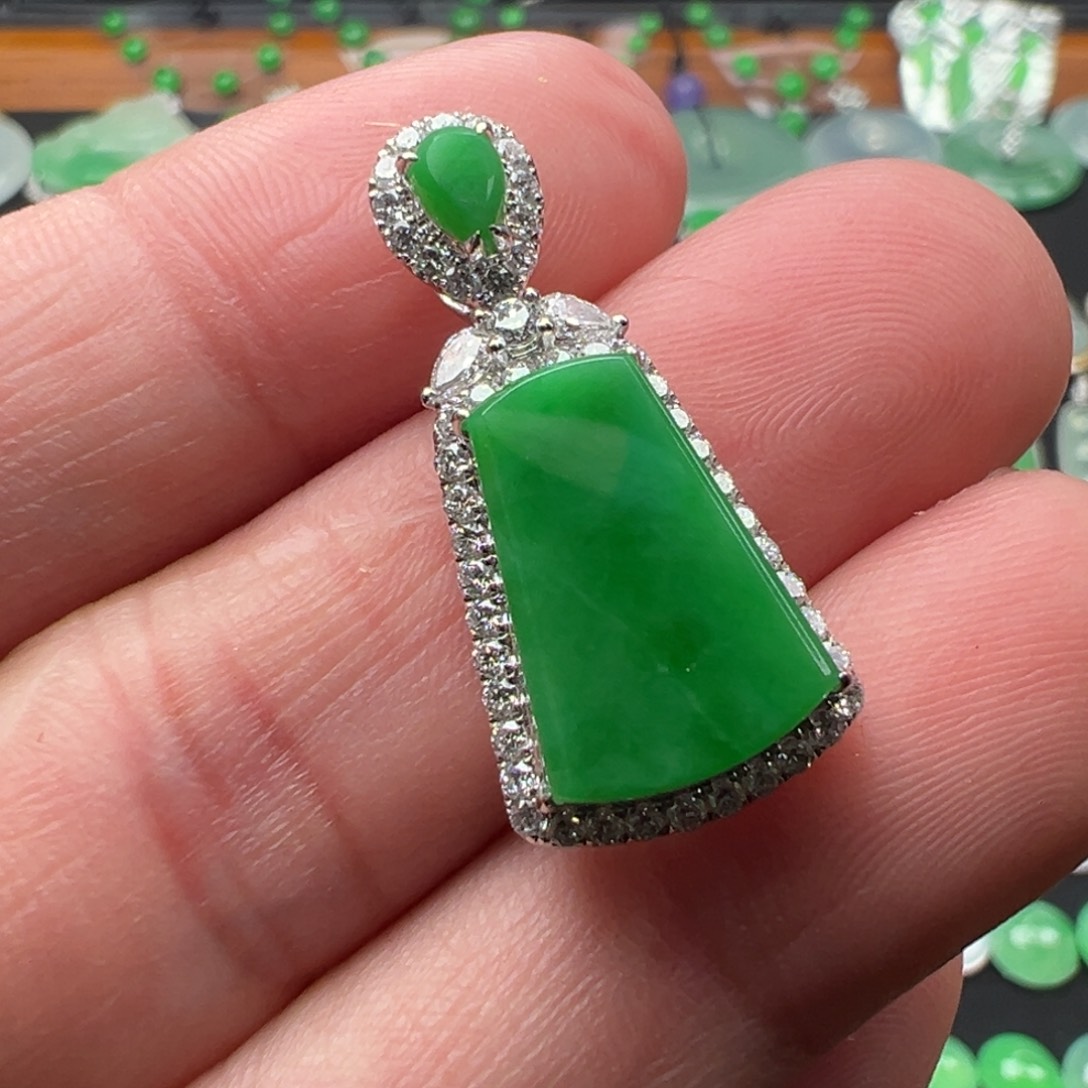 翡翠颈饰18K金镶嵌整体27.6