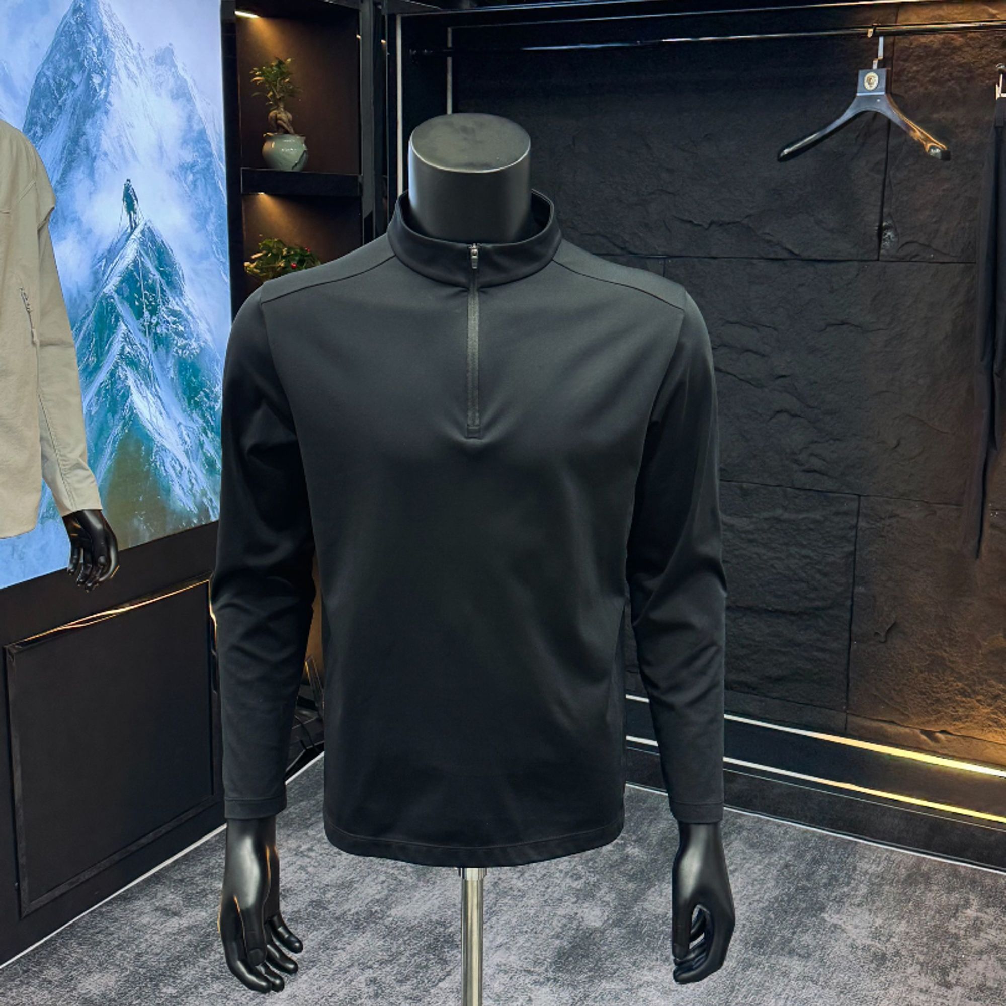 长袖秋冬修身型运动半拉链加绒T恤