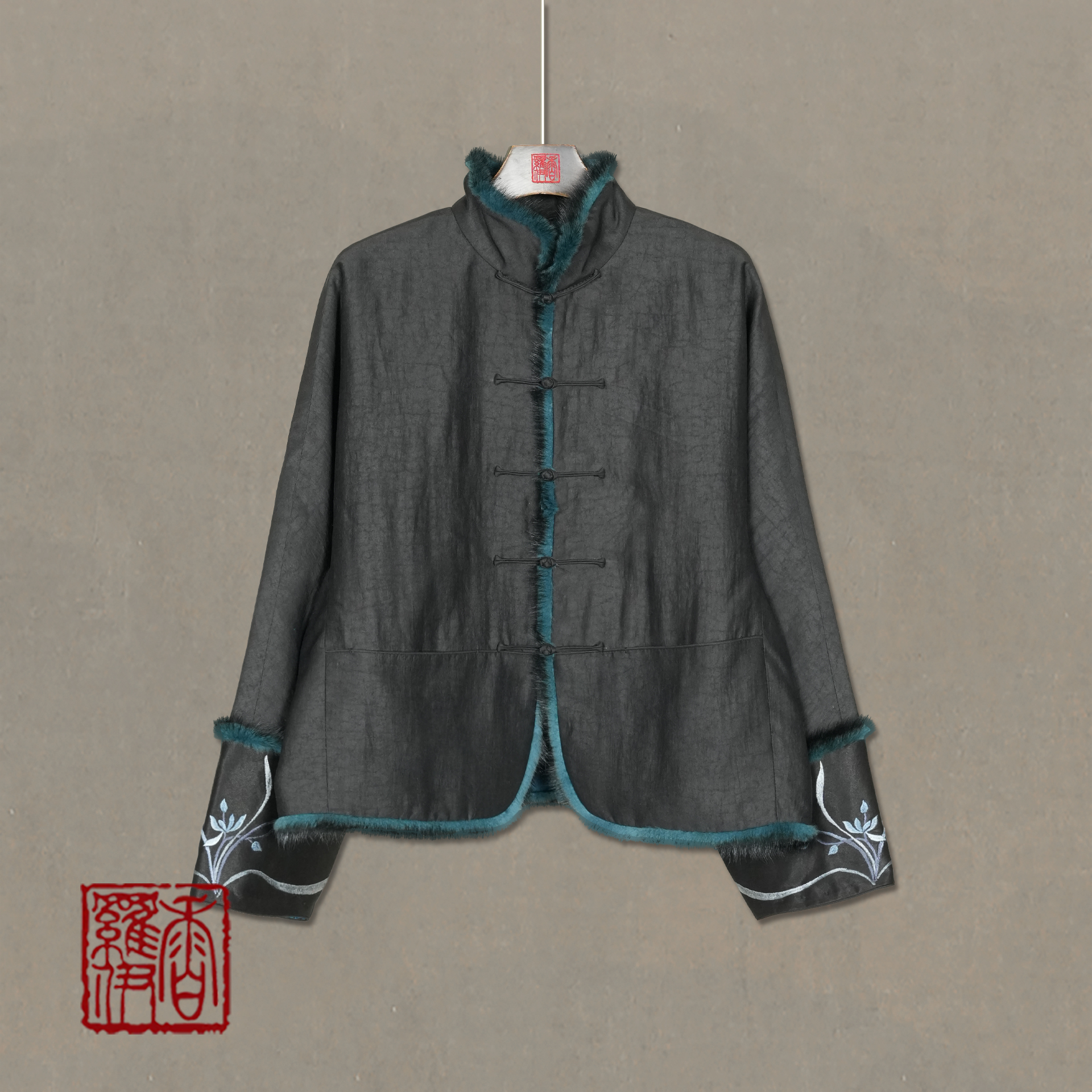 【蓝绒绣枝】传统中式汉服提花上衣