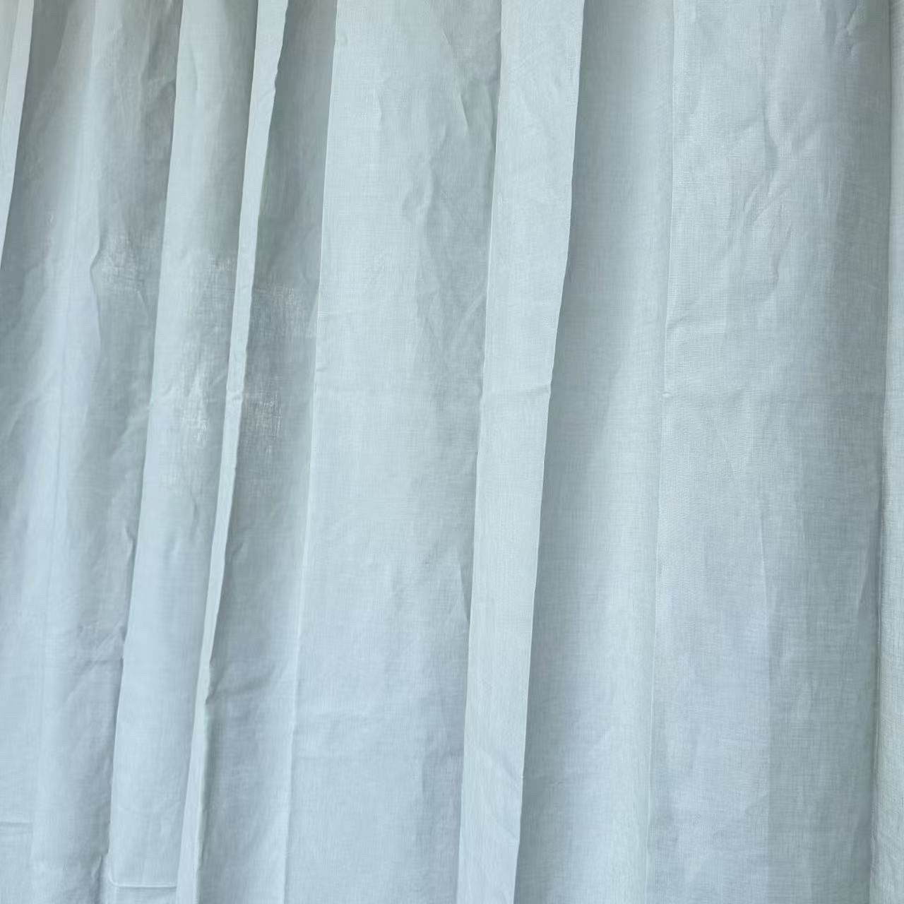 浅蓝 纯亚麻窗帘（宽280高300，遇水后缩至285左右）不含配件