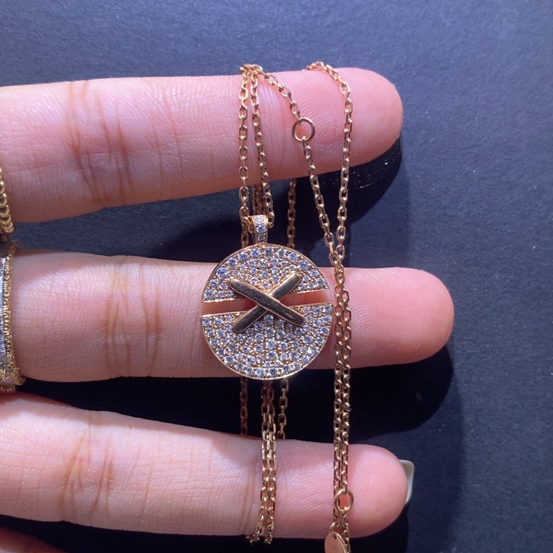 18K金镶嵌颈饰钻石k玫 圆缘项链