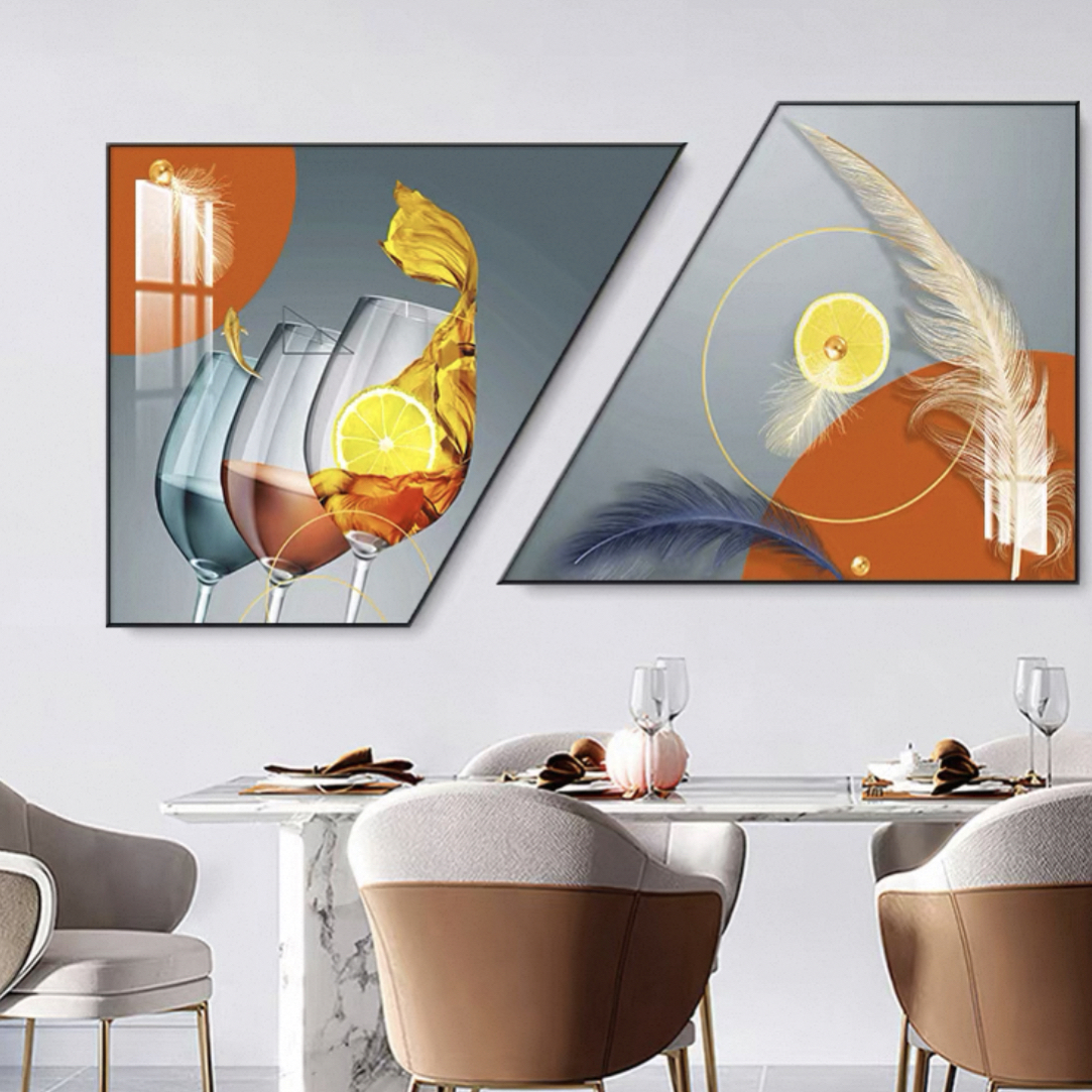 （全疆包邮）CL04简约餐厅装饰画轻奢创意酒杯组合背景墙壁画