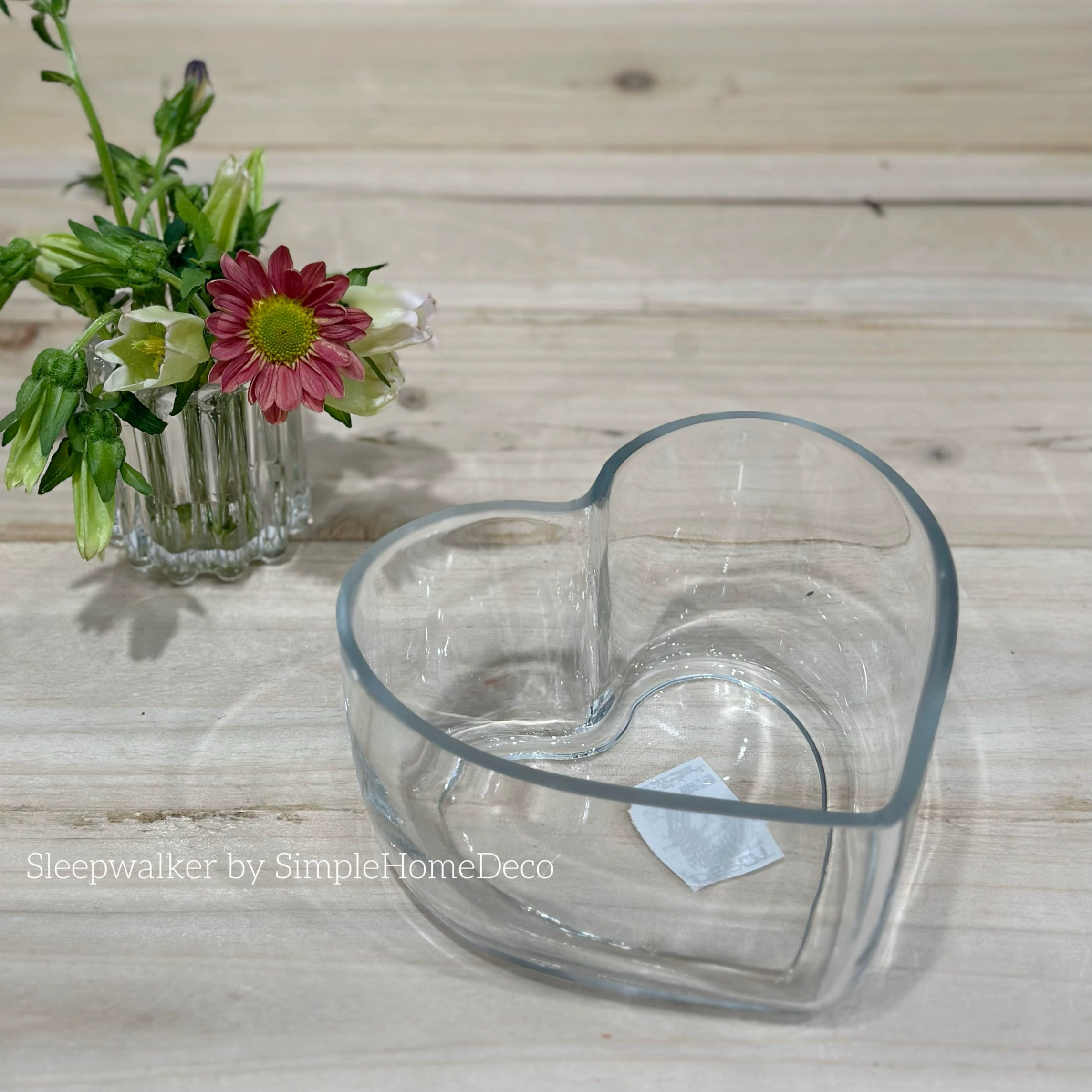 长15.5宽12高8.5厘米透明心形玻璃沙拉碗 水果盘水培绿植玻璃器皿