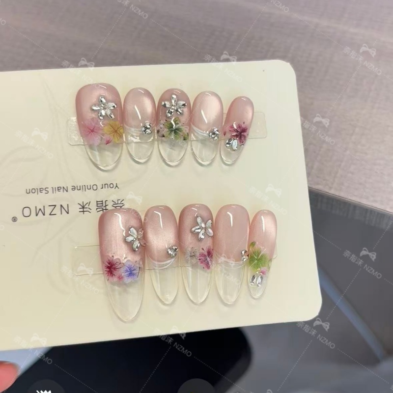 【花仙子】冰透猫眼干花穿戴甲温柔显白气质高级感手工穿戴甲