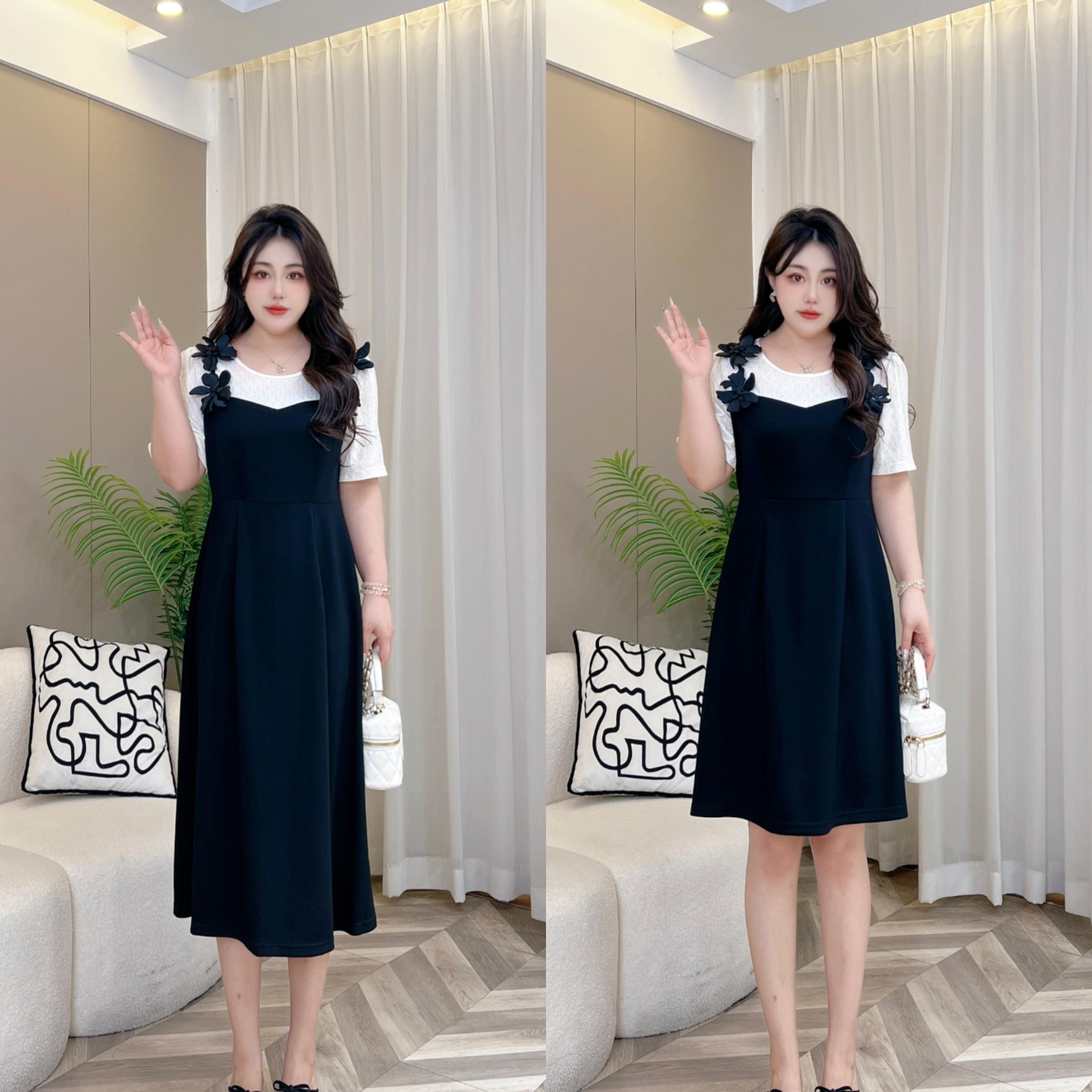 【玲胖胖 口碑推荐】通勤风韩版拼接假两件大码连衣裙LPP61642