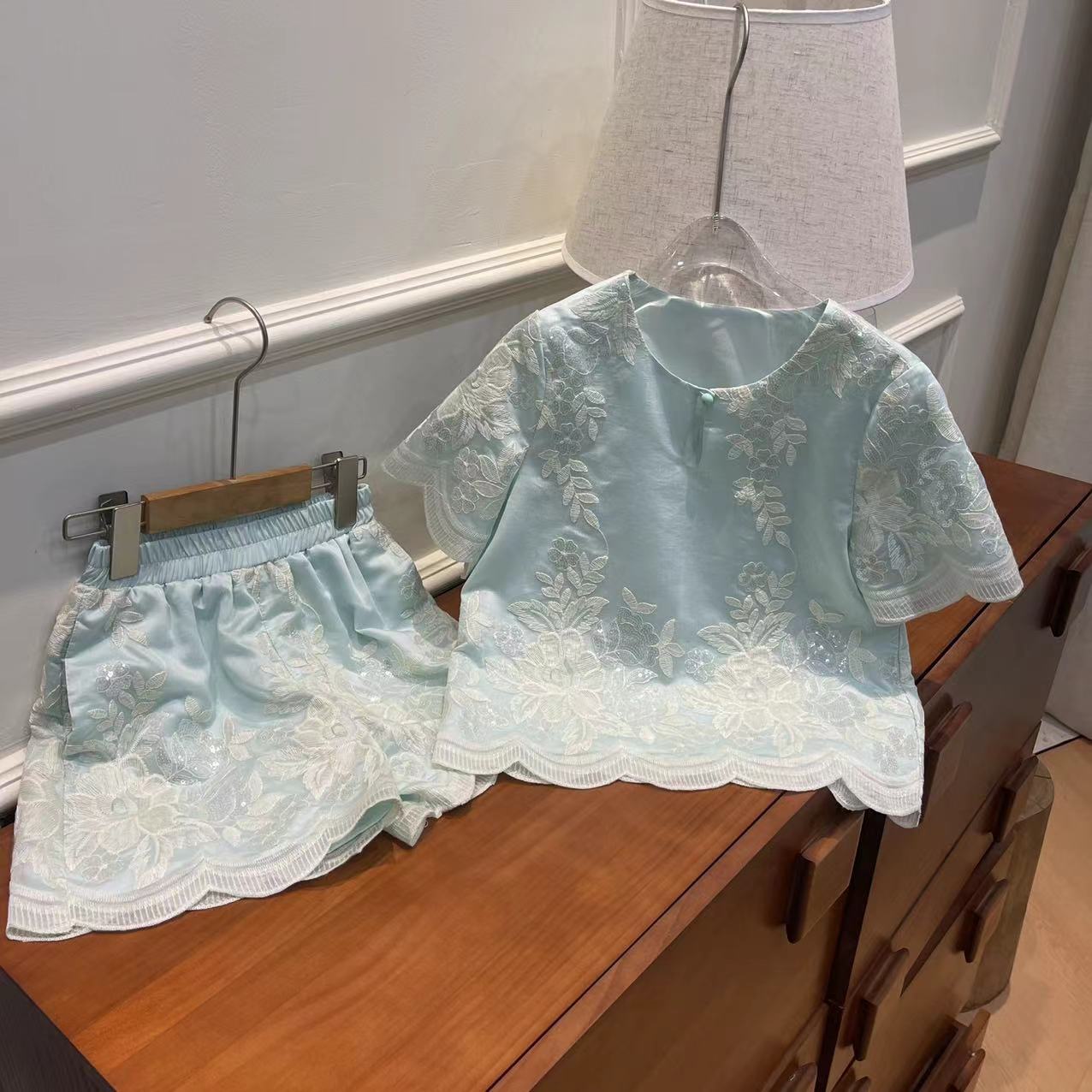 【喜儿定制】X春夏季新款百搭时尚短袖短裤套装汉服休闲中大童夏季