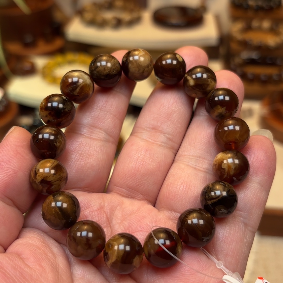 琥珀未镶嵌手链根腊溶洞妖花卡13