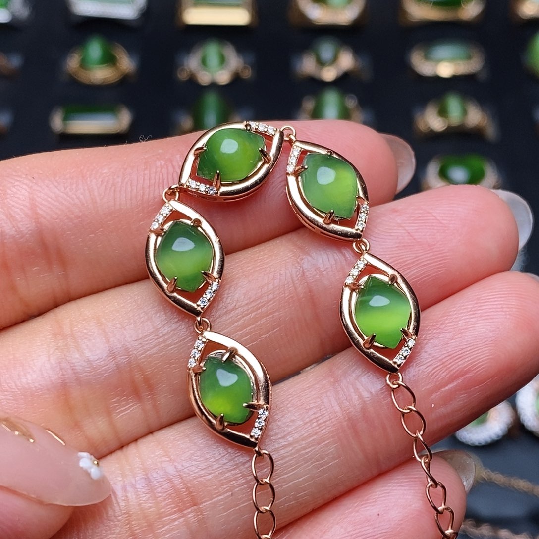 和田玉（碧玉）手链银S925镶嵌