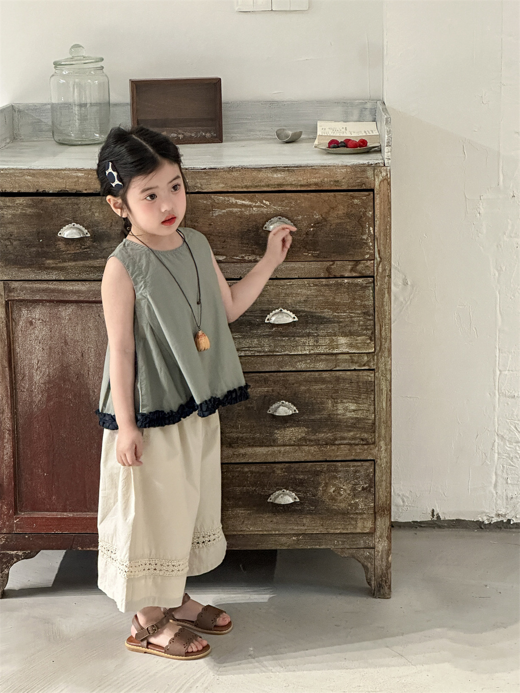 2025扣号换童韩系春季新品 女童套装组合上衣裤子